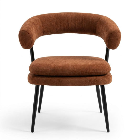 Modern Chenille Accent, Metal Frame - TONE PAIR CHAIR ORANGE