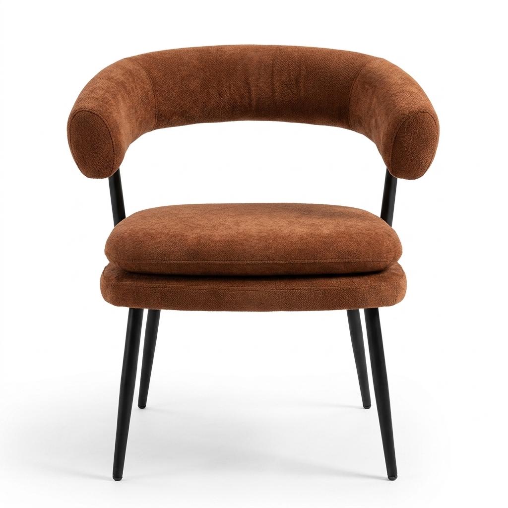 Modern Chenille Accent, Metal Frame - TONE CHAIR ORANGE