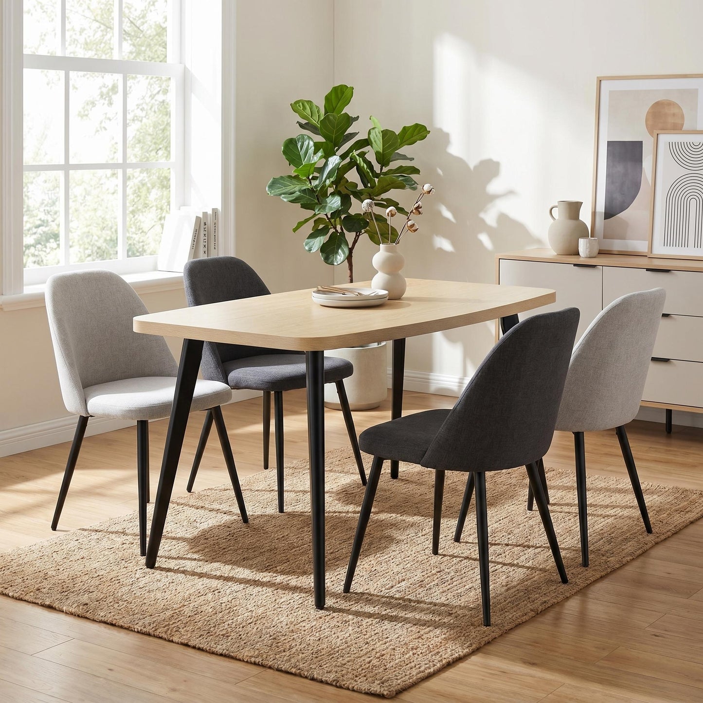 Modern Panel Table, Steel & Particle Board - TRELS TRAVERTINE