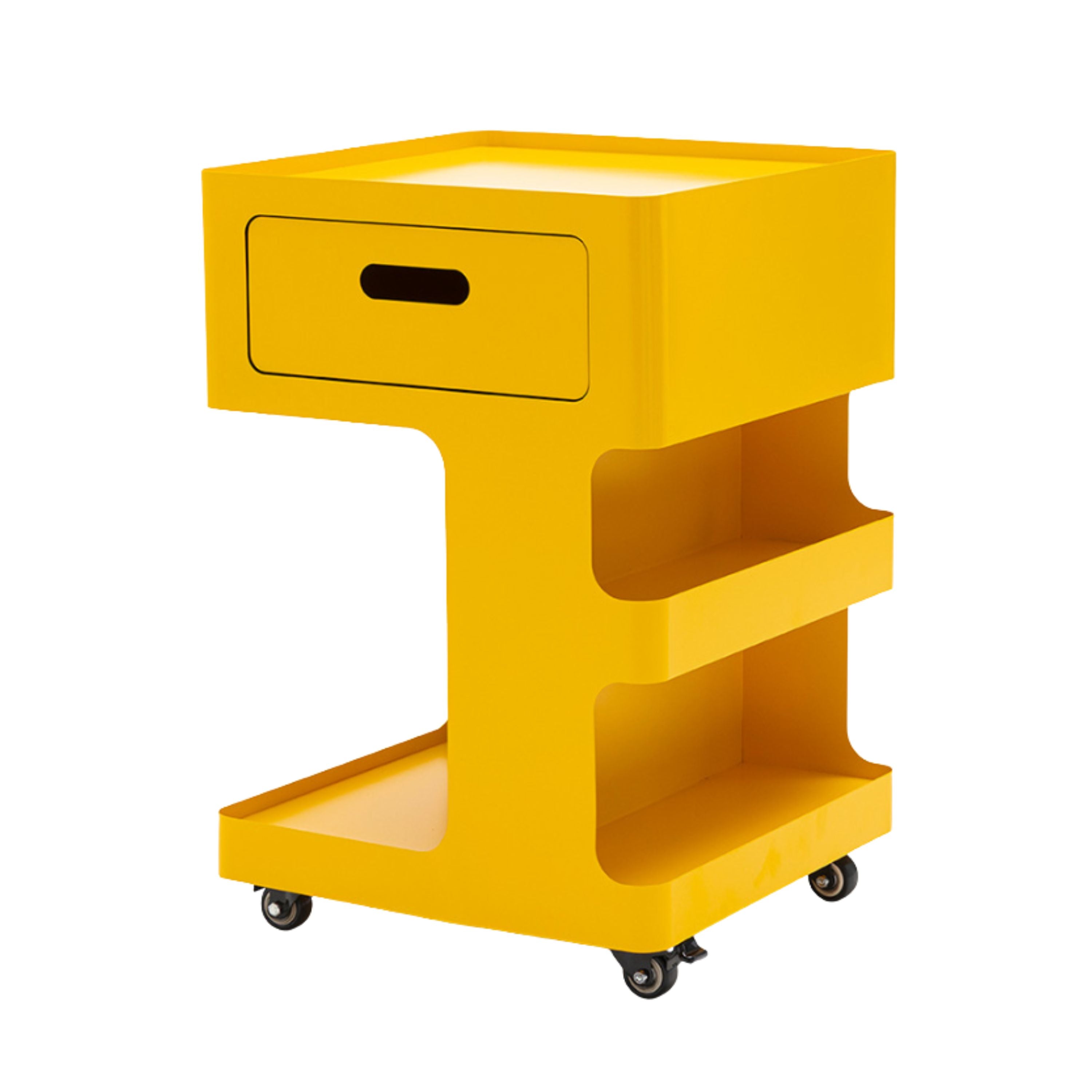 Modern Yellow Iron End Table, Multi-Storage Design - TROLET YELLOW