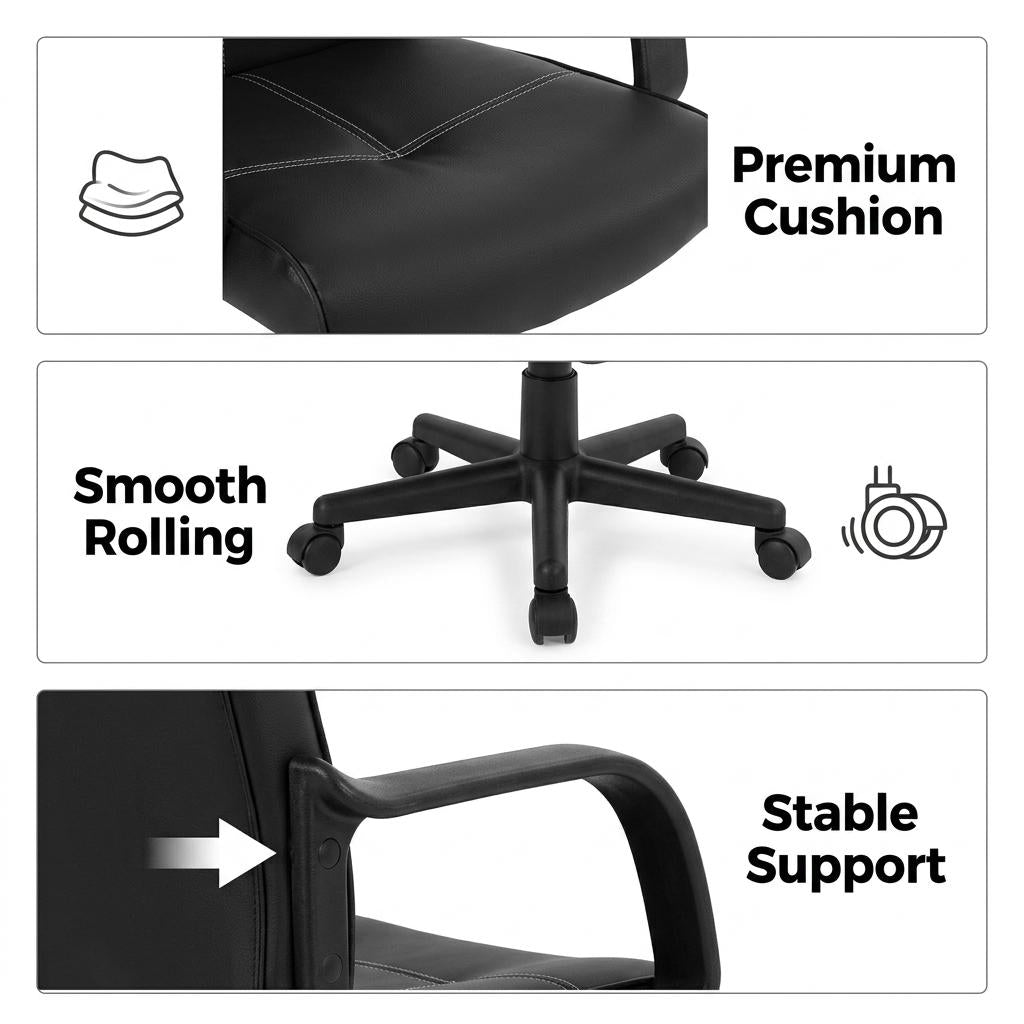 Modern Black PVC Office Chair – TVEIT LP