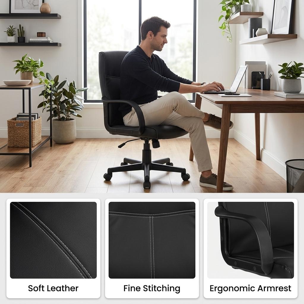 Modern Black PVC Office Chair – TVEIT LP