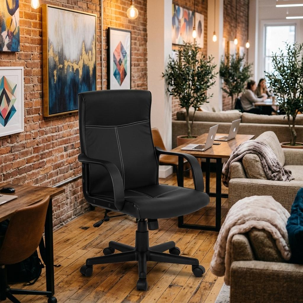 Modern Black PVC Office Chair – TVEIT LP
