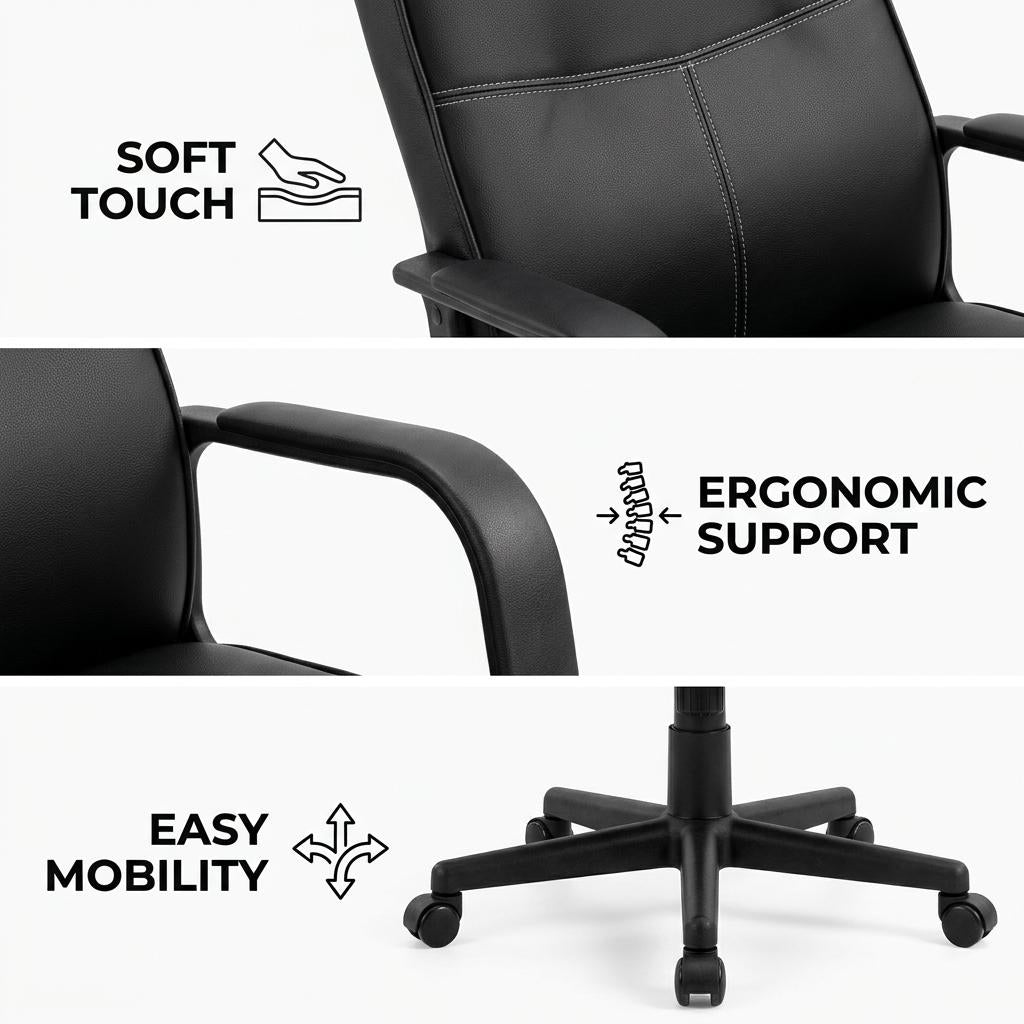 Modern Black PU Office Chair – TVEIT NOR
