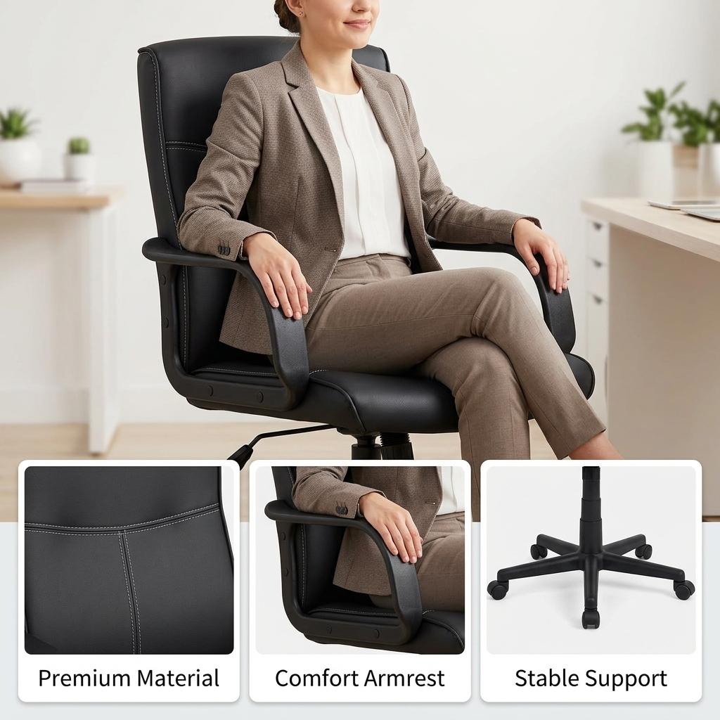 Modern Black PU Office Chair – TVEIT NOR