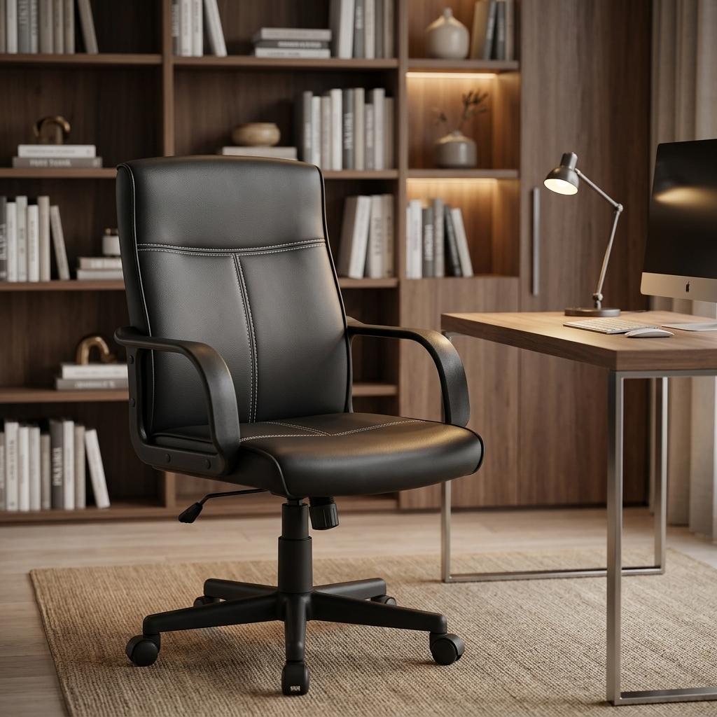 Modern Black PU Office Chair – TVEIT NOR