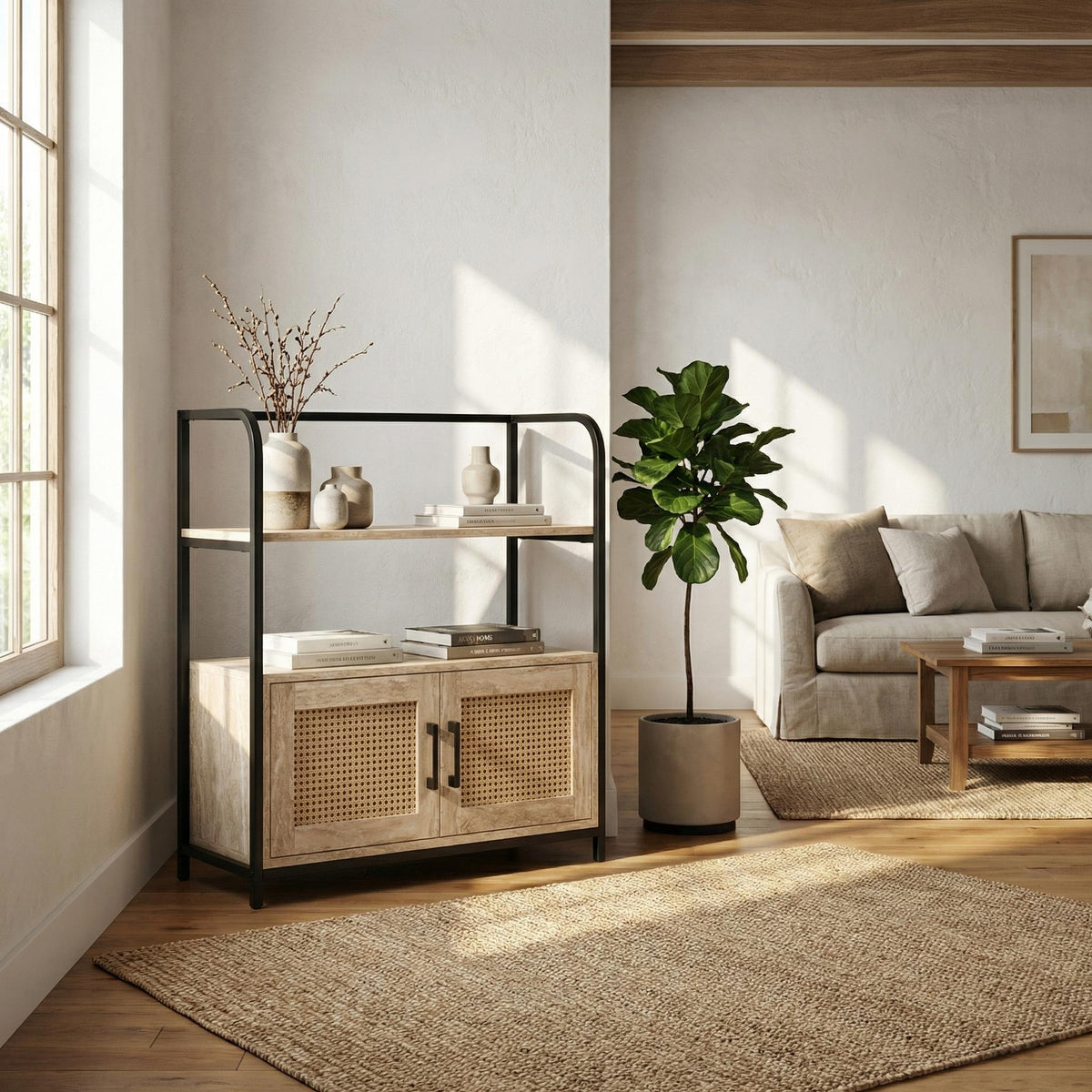 Navalistically Modern Grooved Cabinet, MDF & Metal - UGVUX