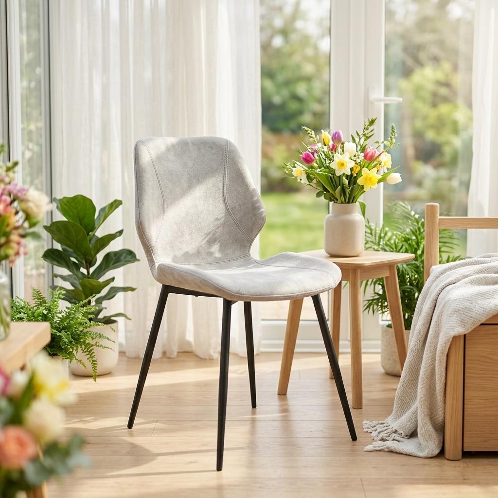 Modern Grey Upholstered Dining Chair - UKUN