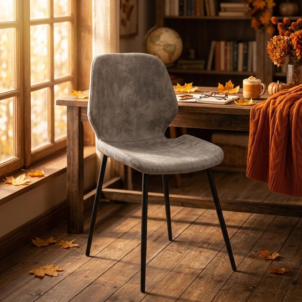 Modern Grey Upholstered Dining Chair - UKUN