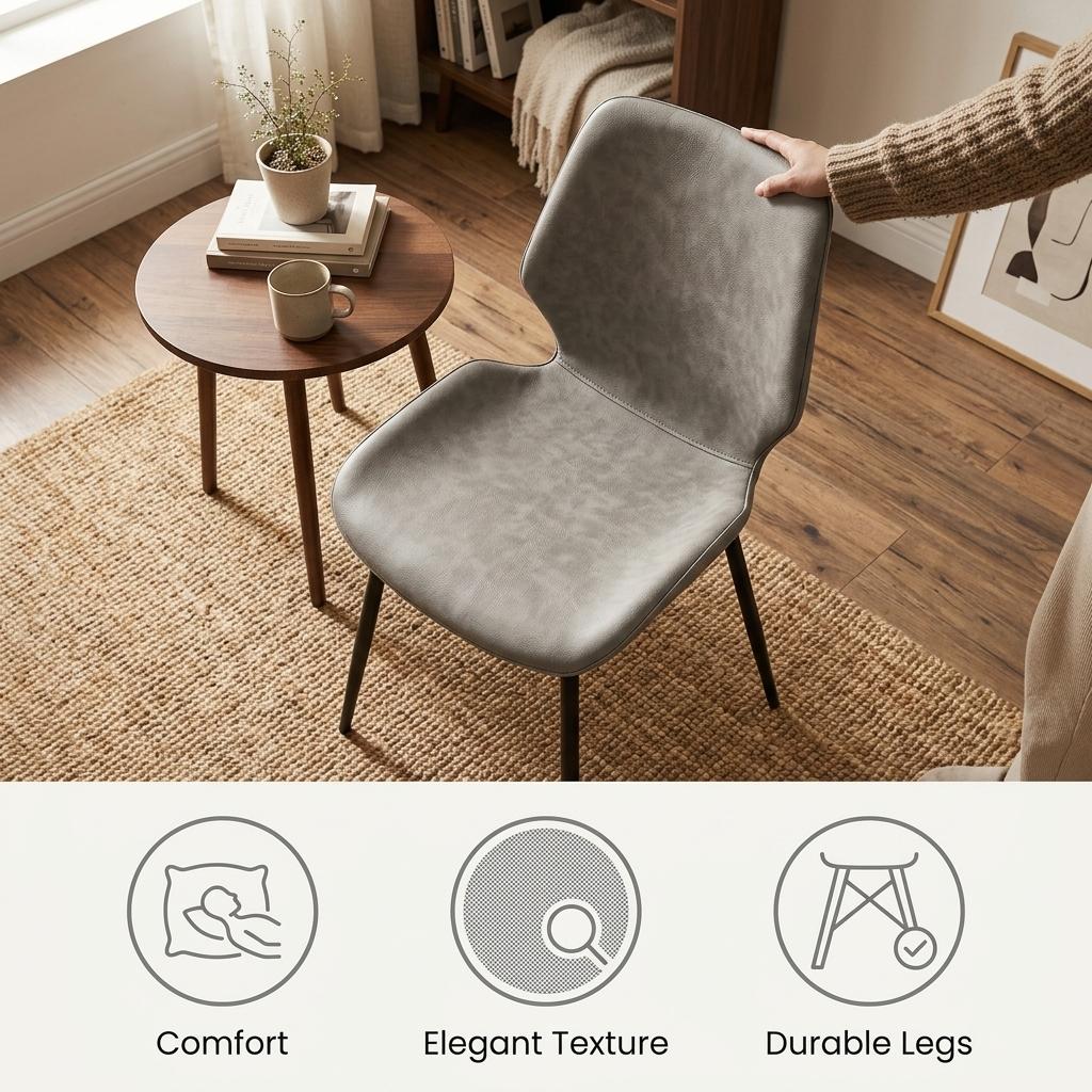 Modern Grey Upholstered Dining Chair - UKUN
