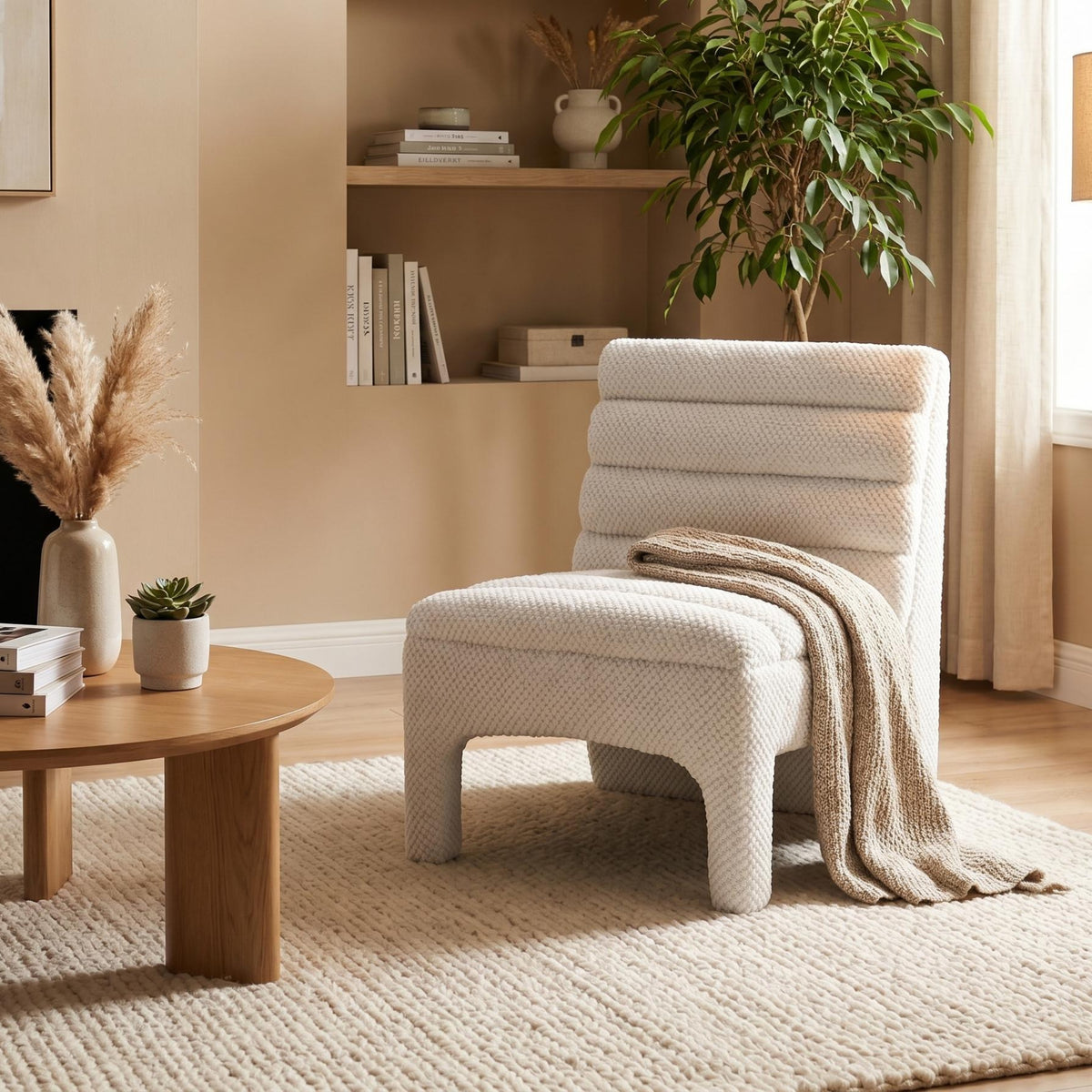Hoots Modern Chaise, Wooden Frame Fabric - VEZETH 1