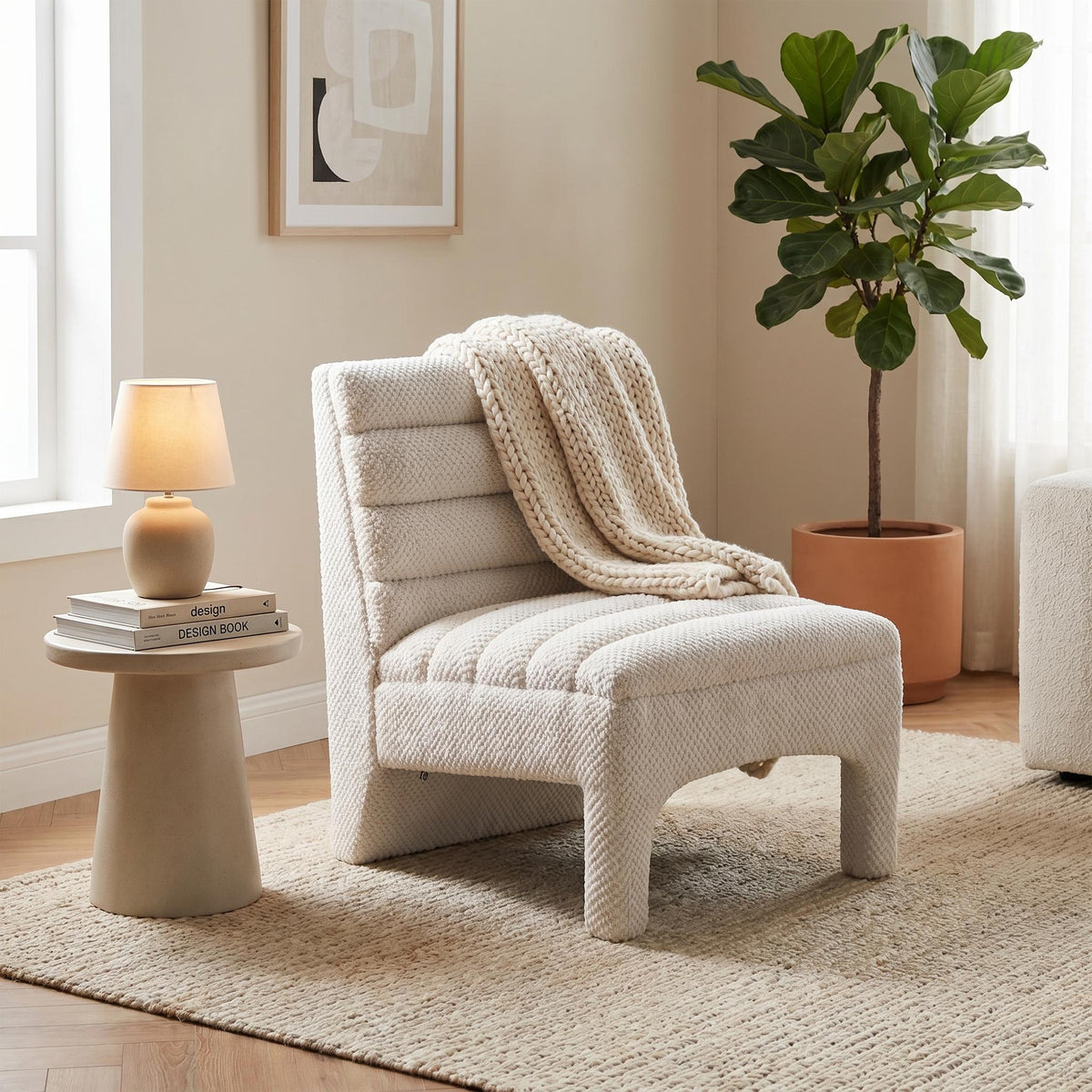 Hoots Modern Chaise, Wooden Frame Fabric - VEZETH 1