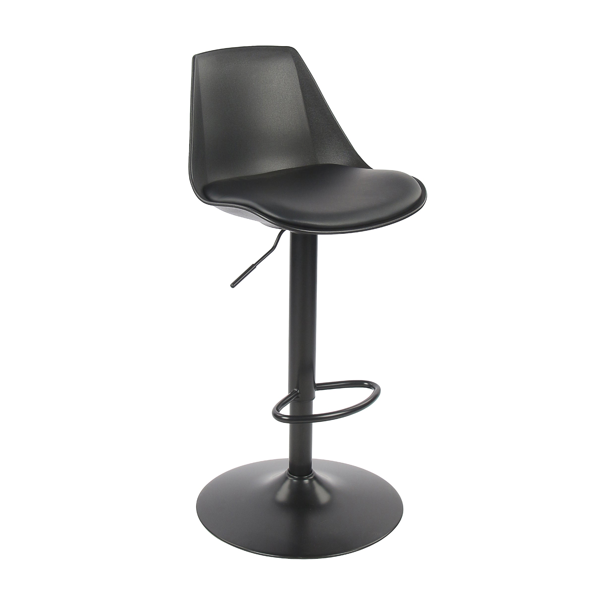 Modern Bar Stool, Cream PP & Black Fabric Cushion - VINCI BLACK
