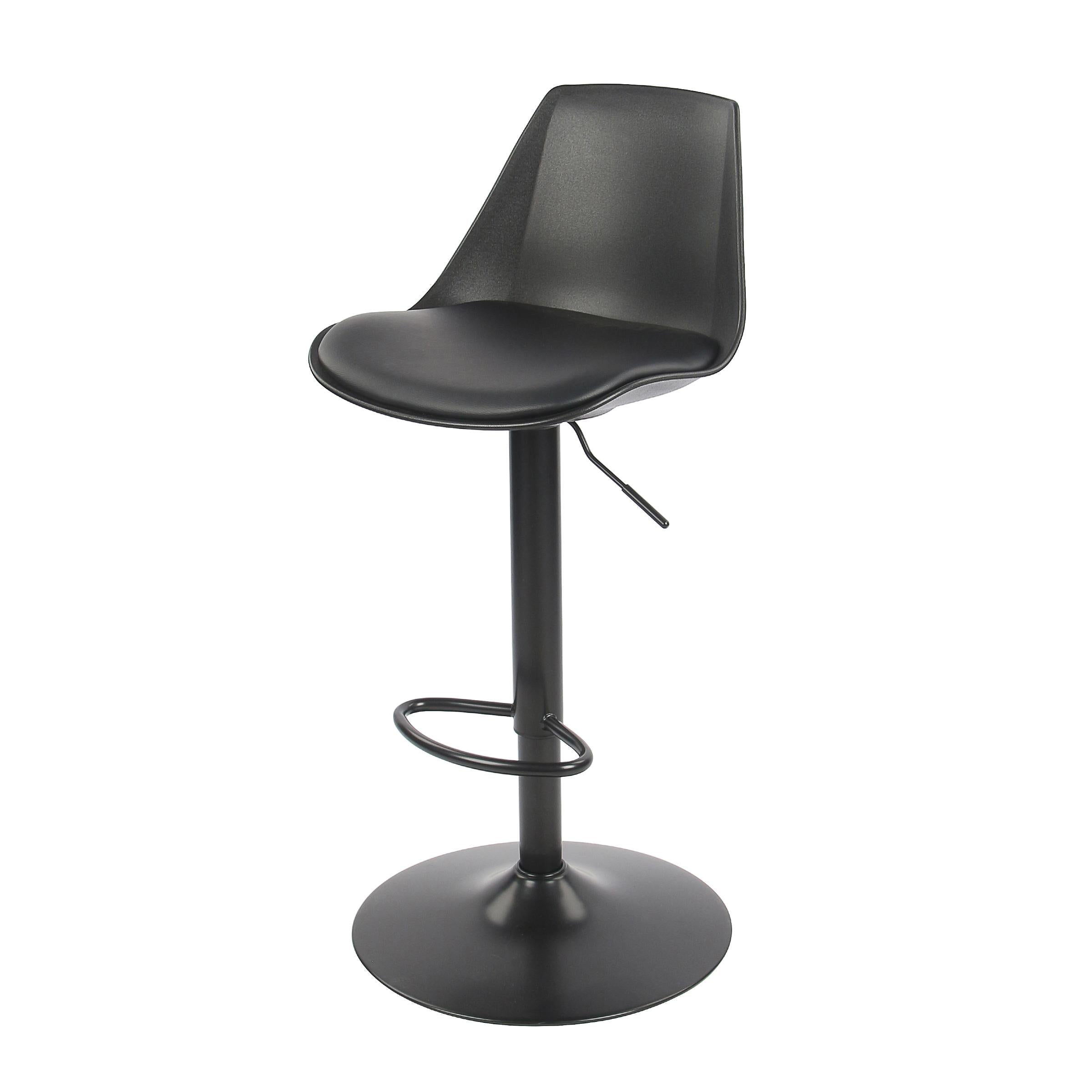 Modern Bar Stool, Cream PP & Black Fabric Cushion - VINCI BLACK