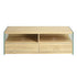 Modern Oak TV Stand, Tempered Glass Frame - VINE OAK