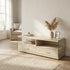 Nominately Modern Floating TV Stand, Beige Hollow Panel - VINE TRAVERTINE