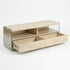 Nominately Modern Floating TV Stand, Beige Hollow Panel - VINE TRAVERTINE