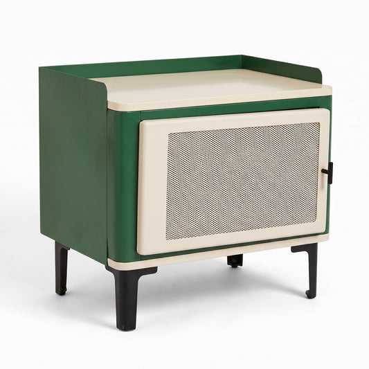 Modern Retro Metal Storage Cabinet – Green & Cream – VINTAGIO GREEN
