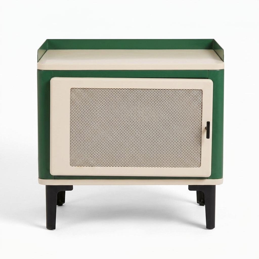 Modern Retro Metal Storage Cabinet – Green & Cream – VINTAGIO GREEN
