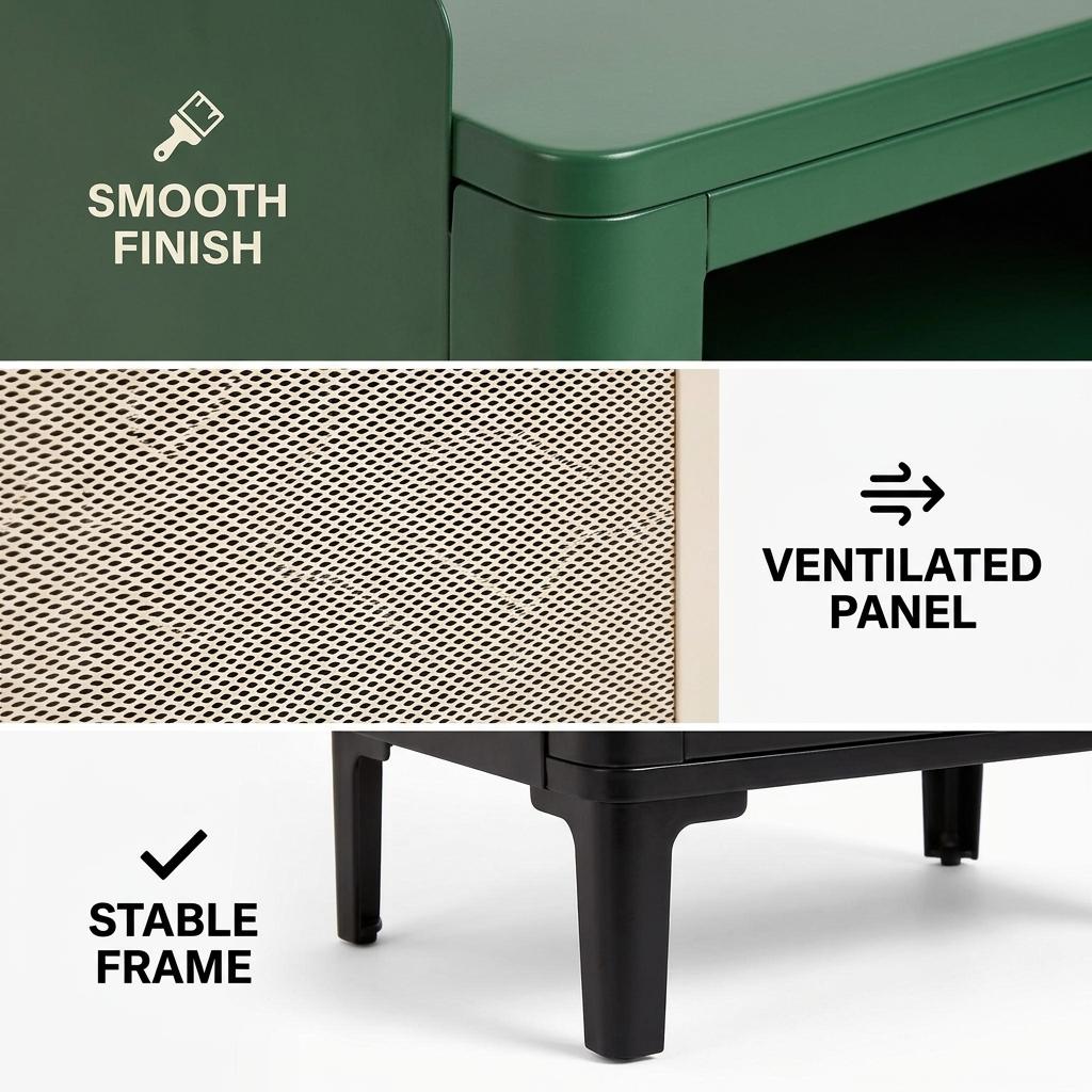 Modern Retro Metal Storage Cabinet – Green & Cream – VINTAGIO GREEN