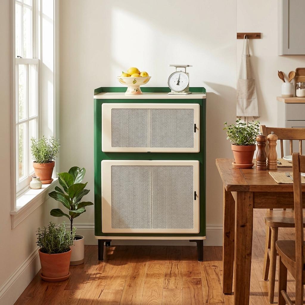 Modern Green Iron Storage, Space-Saving Cabinet - VINTAGIO T GREEN