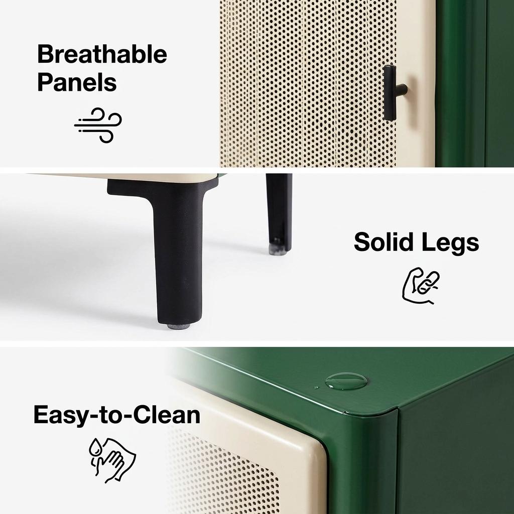 Modern Green Iron Storage, Space-Saving Cabinet - VINTAGIO T GREEN