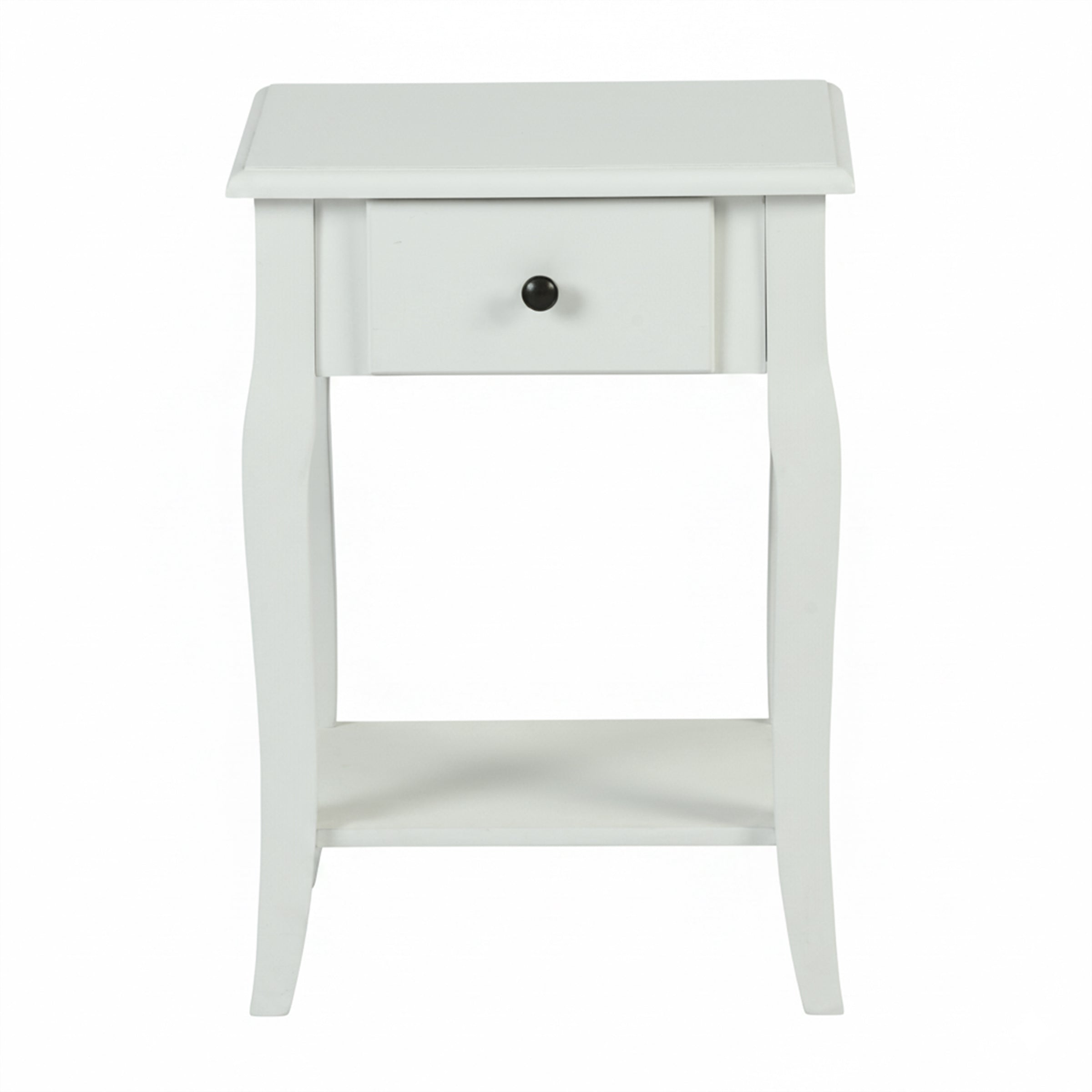 Classic White Wooden Nightstand with Drawer - VIRAQ