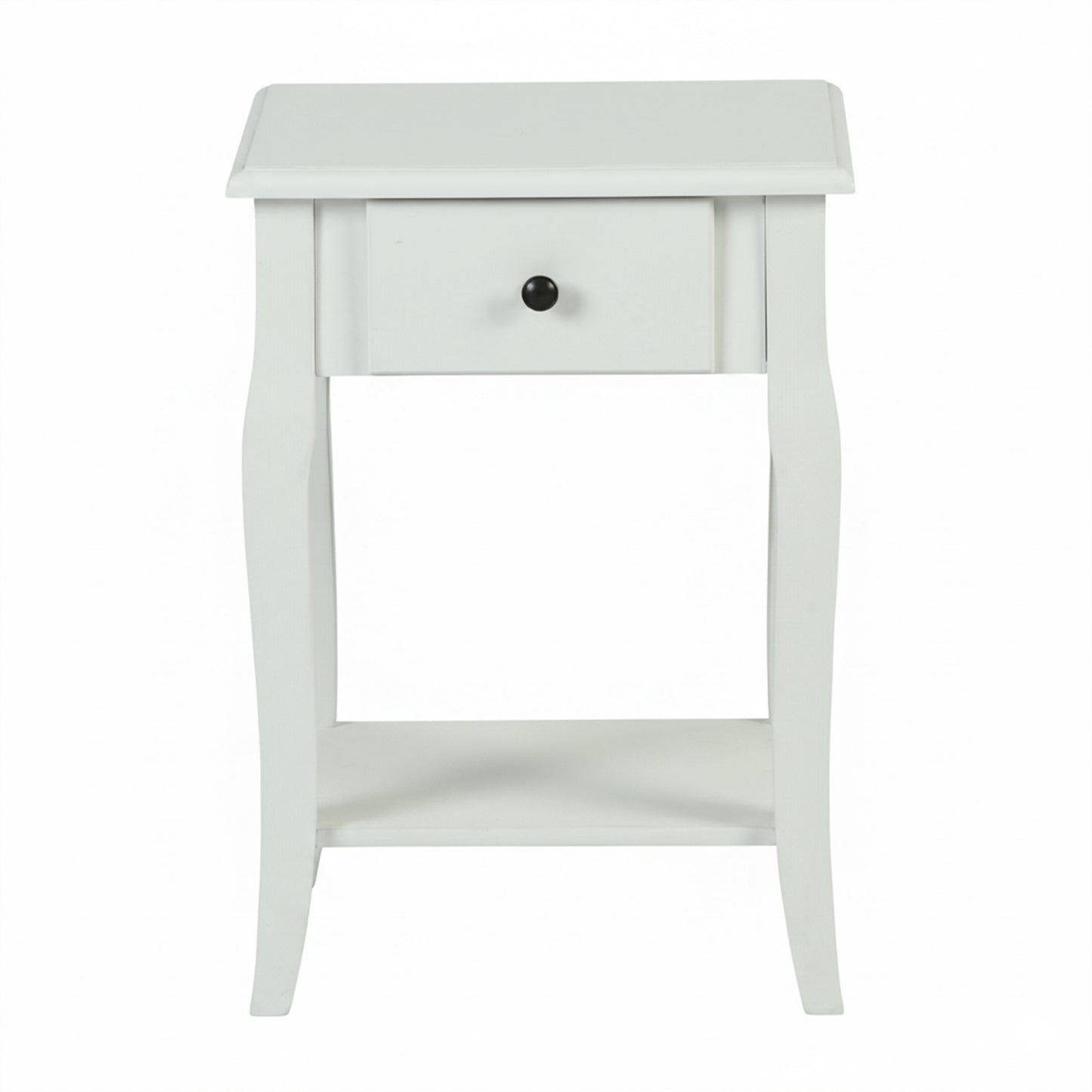 Classic White Wooden Nightstand with Drawer - VIRAQ