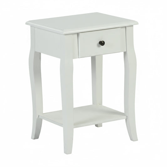 Classic White Wooden Nightstand with Drawer - VIRAQ