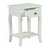 Classic White Wooden Nightstand with Drawer - VIRAQ