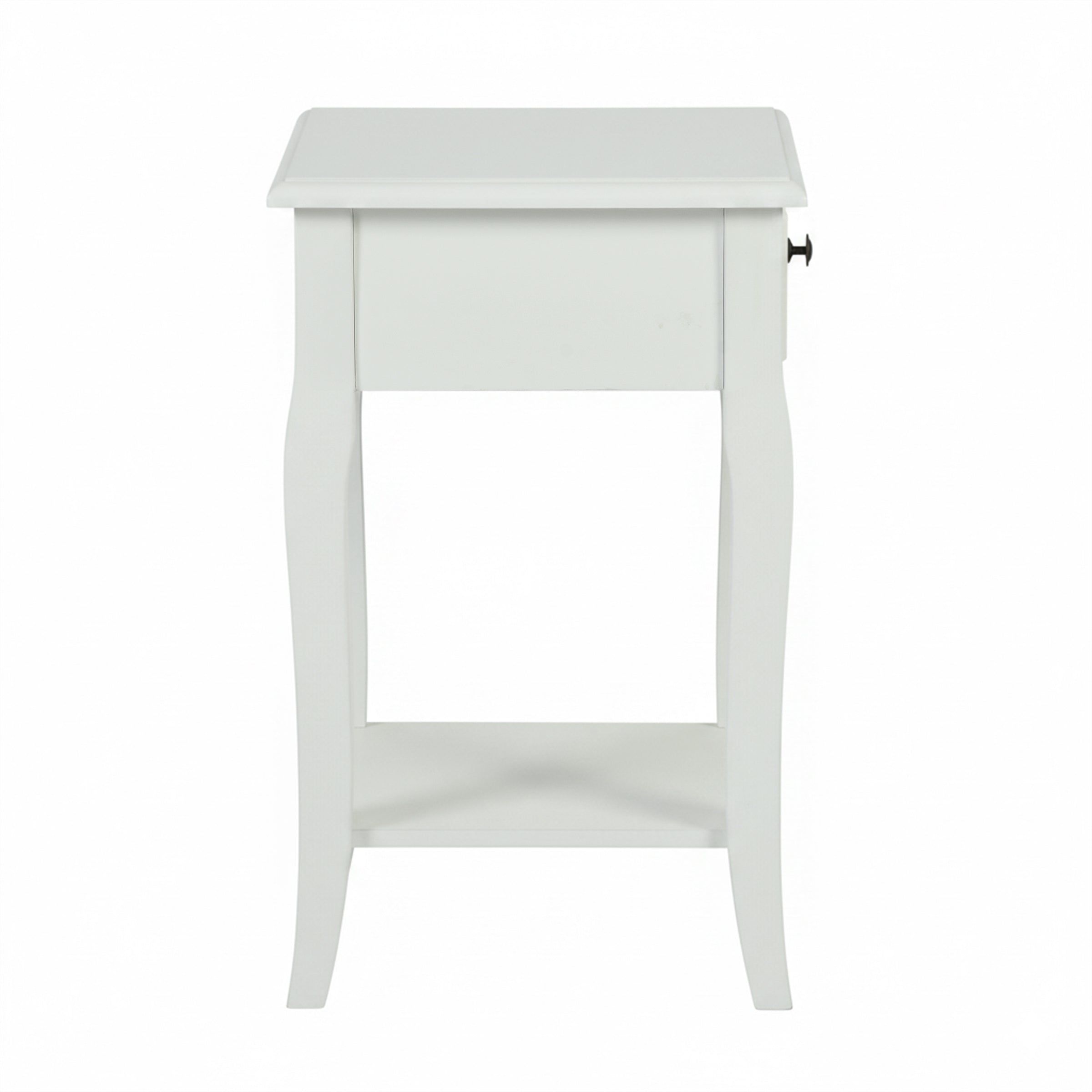 Classic White Wooden Nightstand with Drawer - VIRAQ