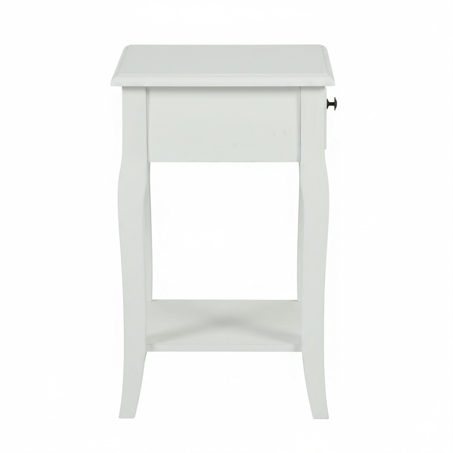 Classic White Wooden Nightstand with Drawer - VIRAQ