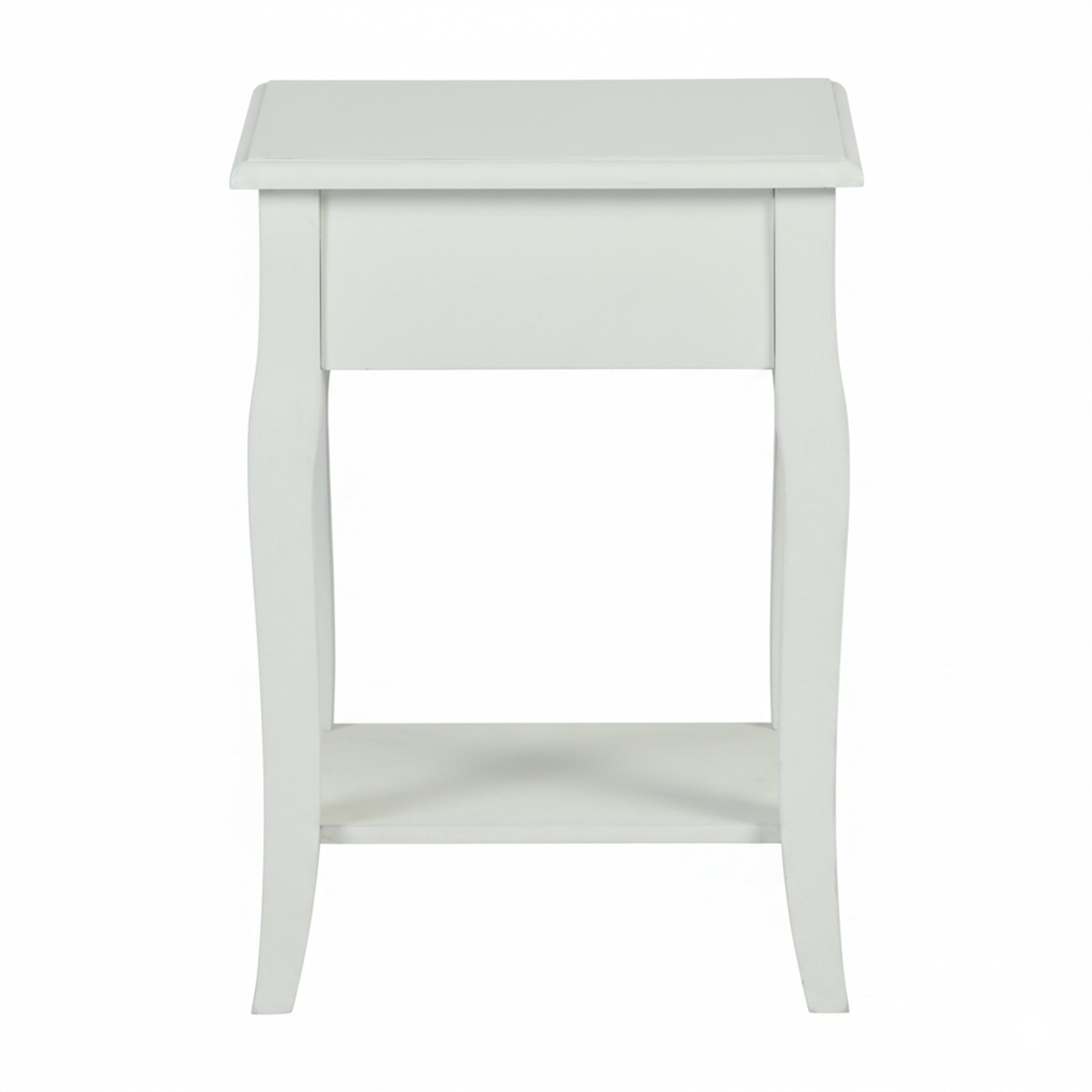 Classic White Wooden Nightstand with Drawer - VIRAQ