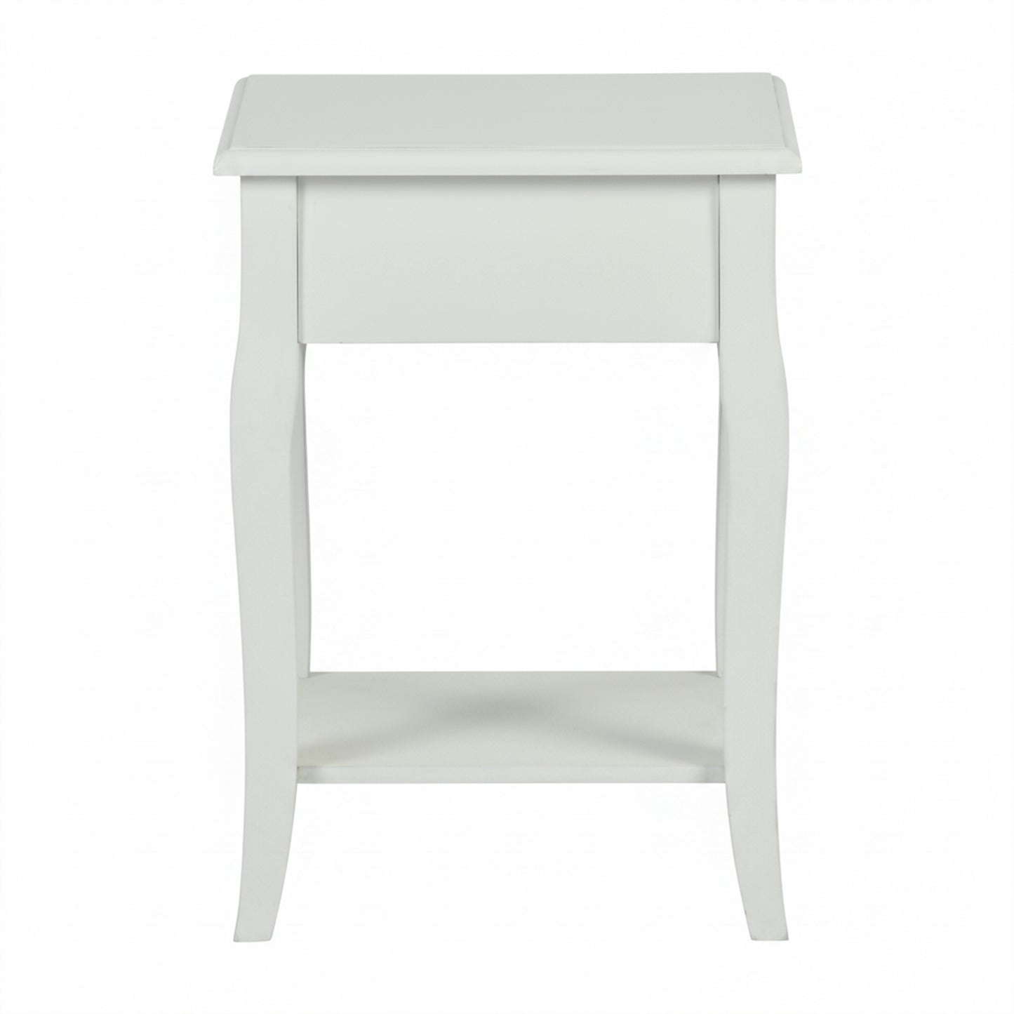 Classic White Wooden Nightstand with Drawer - VIRAQ