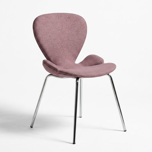 Modern Blush Dining Chair, Fabric Upholstery & Bent Wood - VIVI 2PCS BLUSH