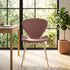 Modern Blush Dining Chair, Fabric Upholstery & Bent Wood - VIVI 2PCS BLUSH