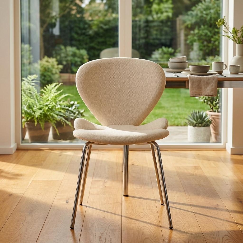 Modern Bentwood Dining Chair, Fabric Upholstery - VIVI 2PCS