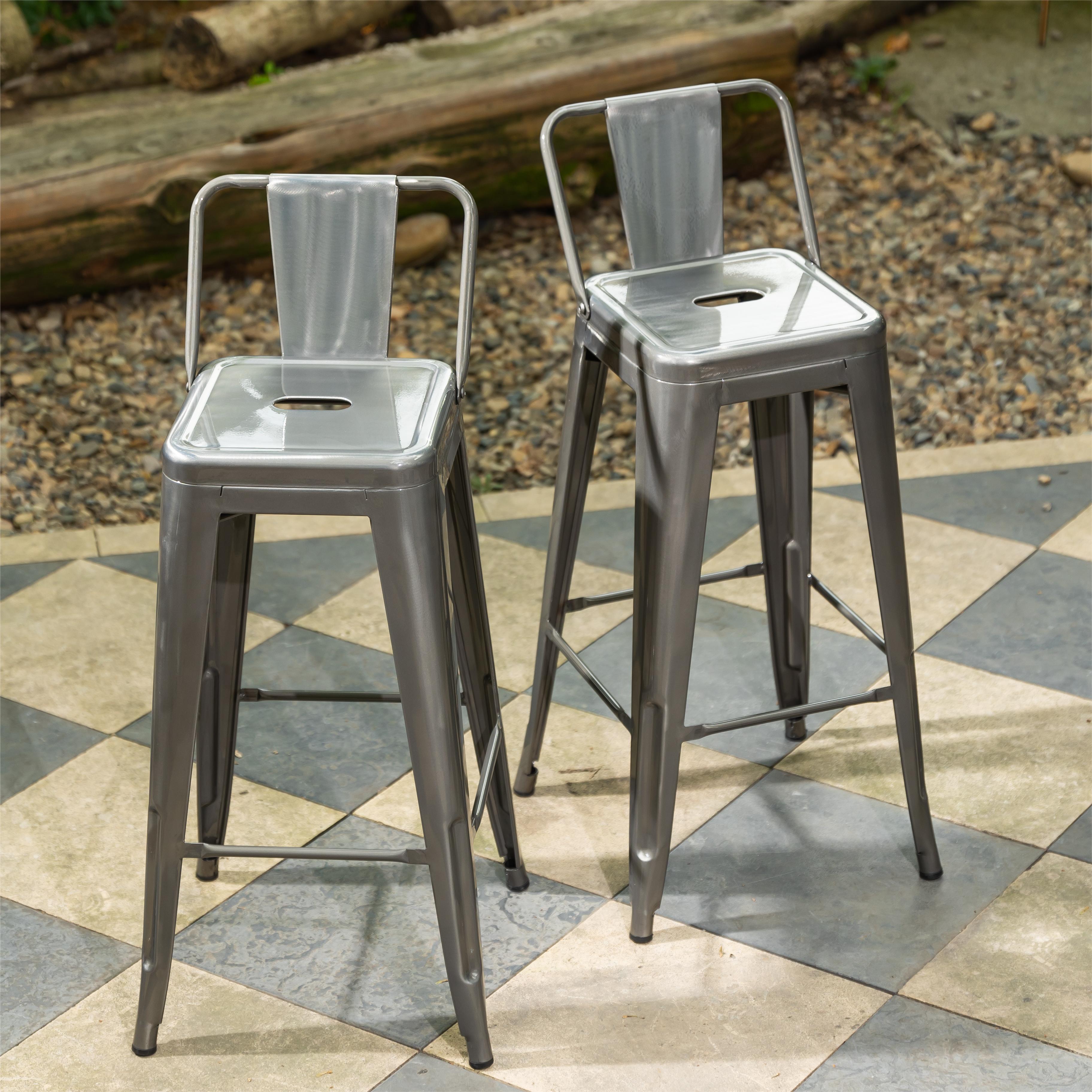 Vustu 29Inch Silver Metal Bar Stool