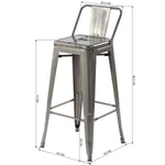 Vustu 29Inch Silver Metal Bar Stool