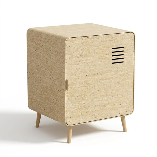 WALNUT NIGHT STAND YELLOW TRAVERTINE