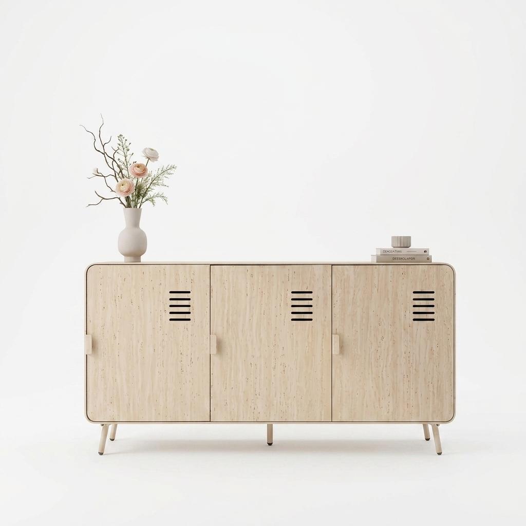 WALNUT TV STAND YELLOW TRAVERTINE