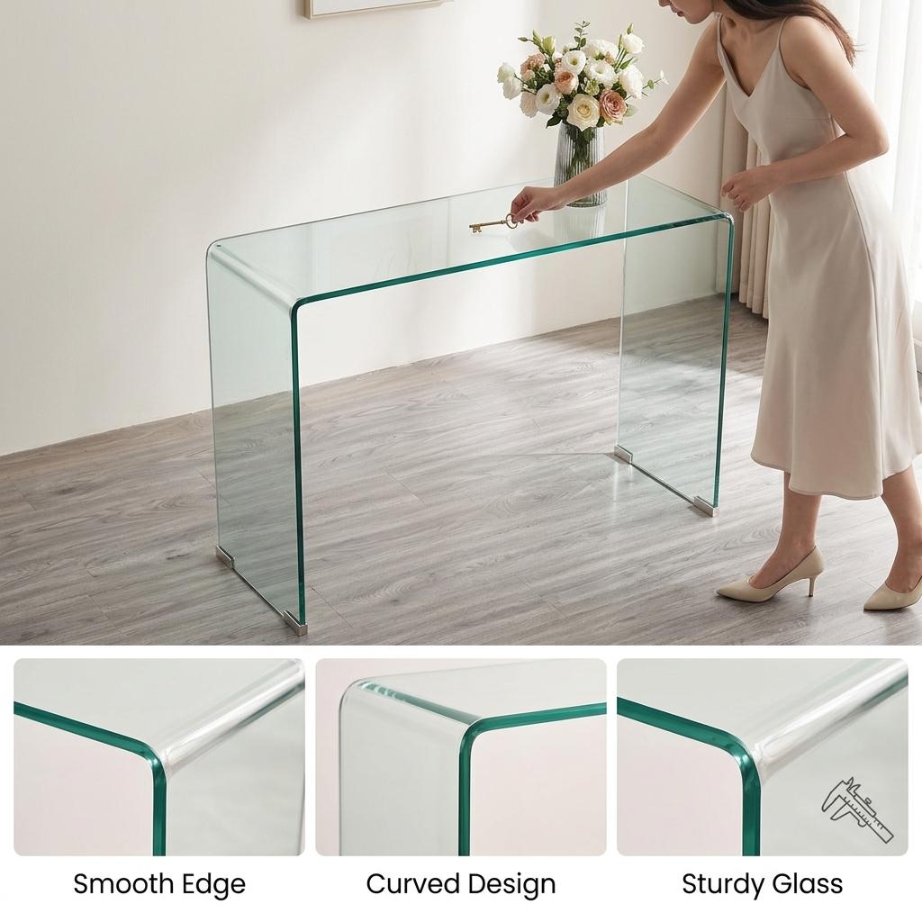 Modern Clear Glass, Space-Saving Coffee Table - WEYBRN CNSL