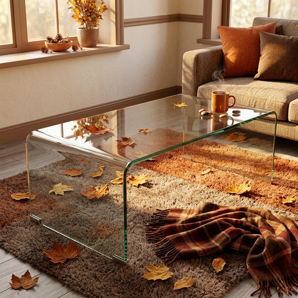 Modern Clear Glass, Sleek Design - WEYBRN Coffee Table