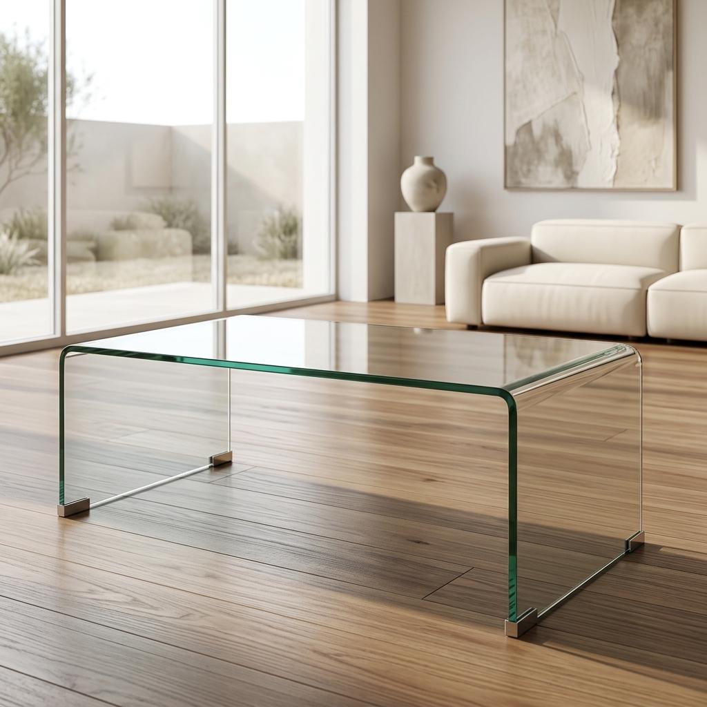 Modern Clear Glass, Sleek Design - WEYBRN Coffee Table