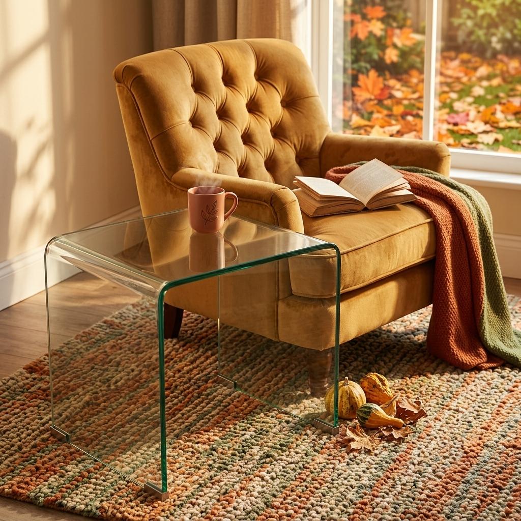 Modern Clear Glass, Space-Saving Design - WEYBRN Side Table