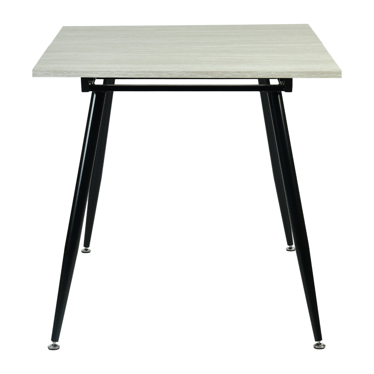 White Travertine Extendable Dining Table  –  WHALEN WHITE TRAVERTINE STRETCH TABLE BLACK LEG