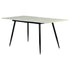 White Travertine Extendable Dining Table  –  WHALEN WHITE TRAVERTINE STRETCH TABLE BLACK LEG