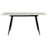 White Travertine Extendable Dining Table  –  WHALEN WHITE TRAVERTINE STRETCH TABLE BLACK LEG