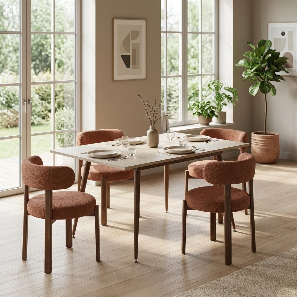 White Travertine Extendable Dining Table  –  WHALEN WHITE TRAVERTINE STRETCH TABLE BLACK LEG