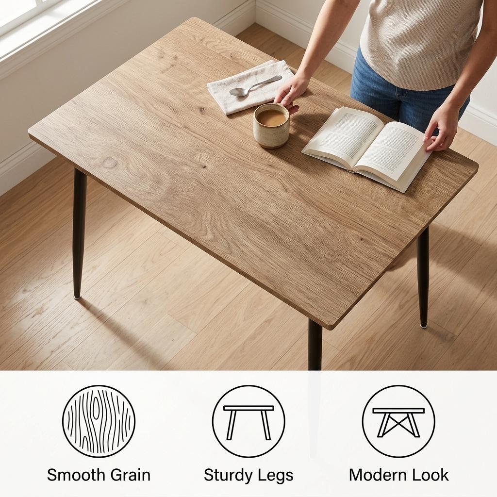 Modern Wood Desk, MDF Top & Metal Legs - WHALEN WOOD BK